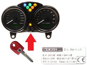 Ducati 1x chip key → DIGITEK Cluster