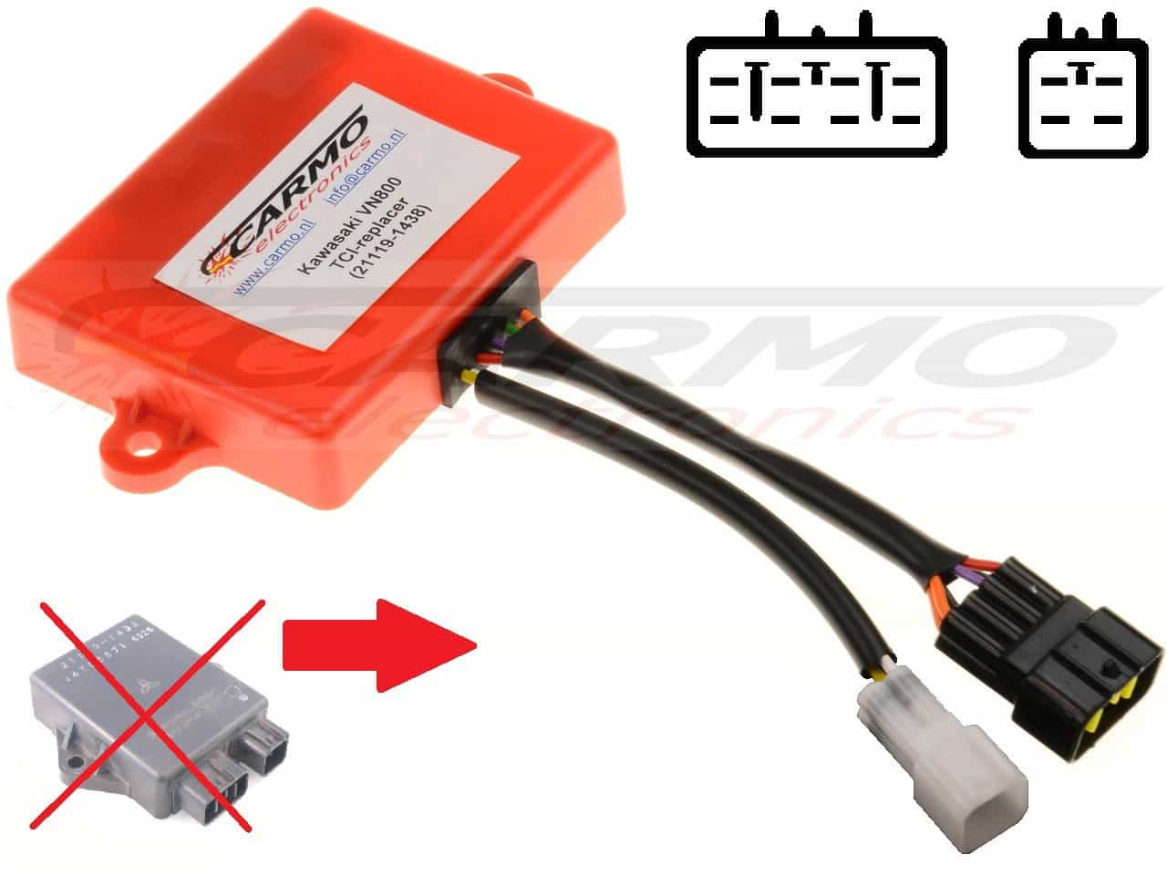 Kawasaki VN800 improved CDI TCI Unit Ignition Module 21119-1438 - Click Image to Close