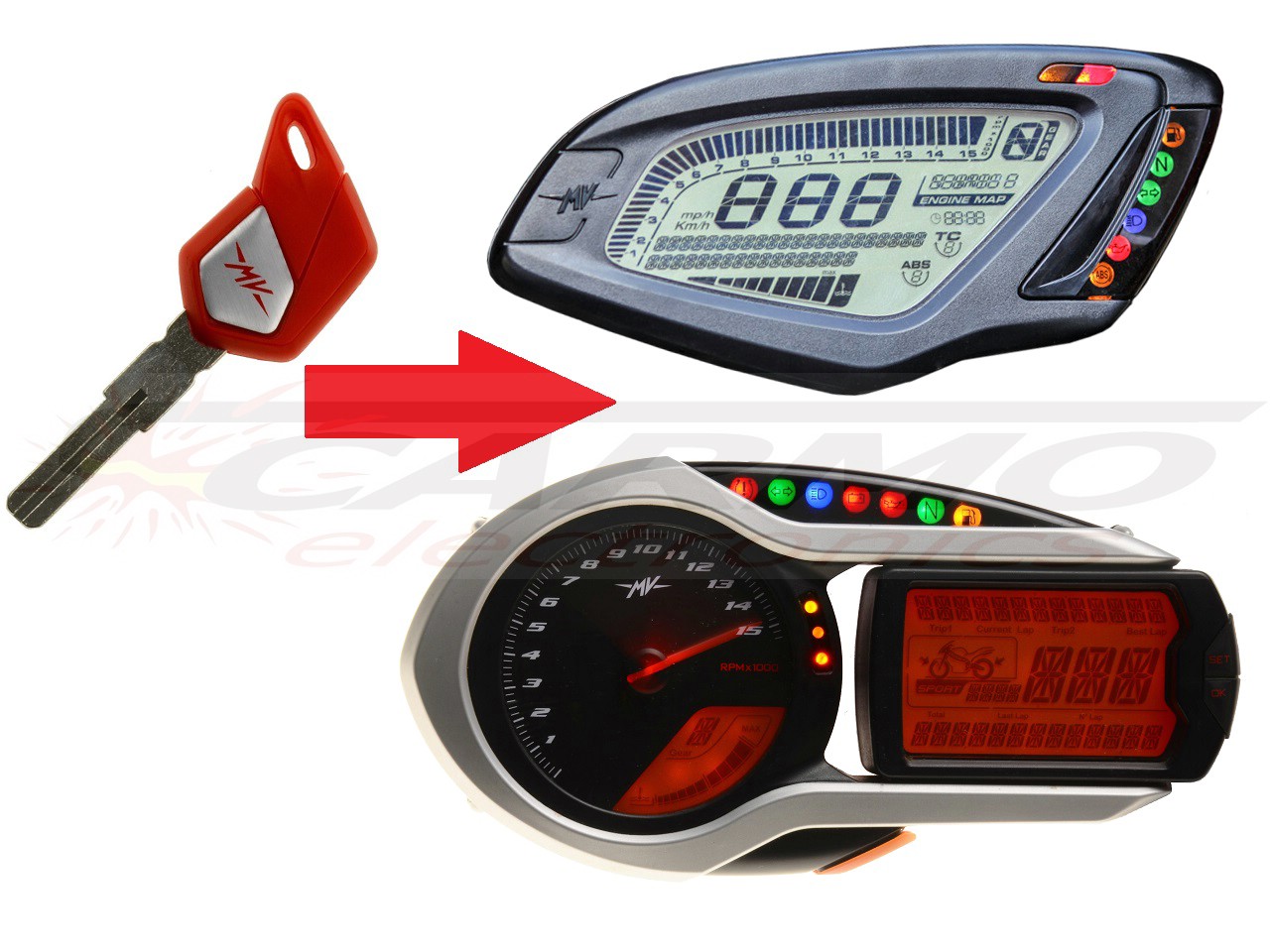 MV Agusta programming 1x transponder chip key → unit - Click Image to Close