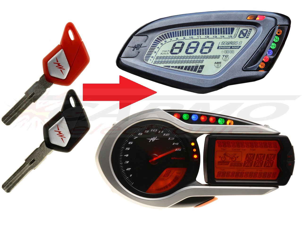 MV Agusta programming 2x transponder chip key → unit - Click Image to Close